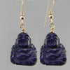 Blue Goldstone Buddha Earrings