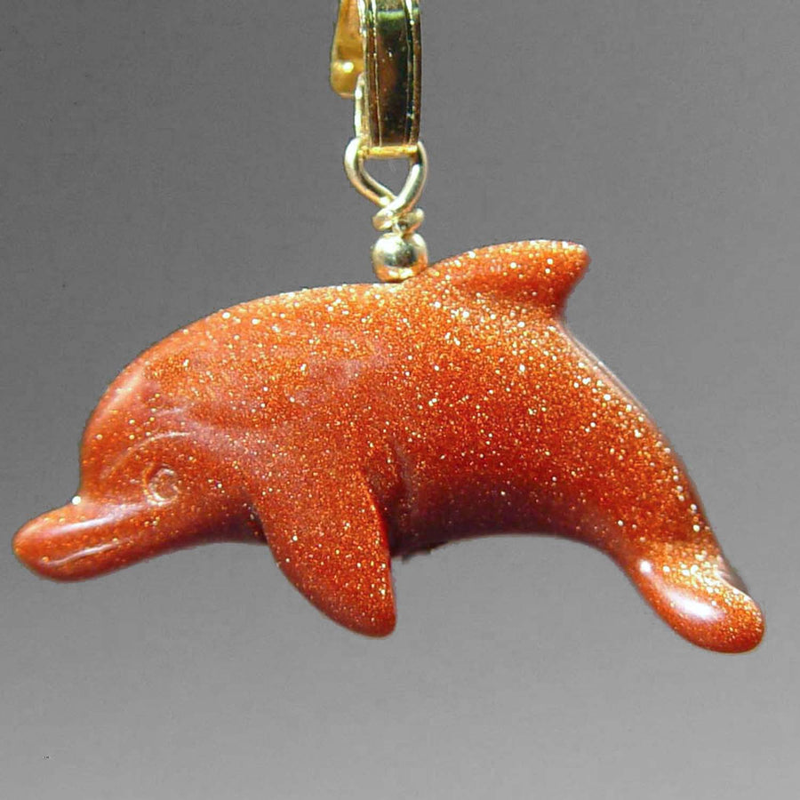 Goldstone Dolphin Pendant