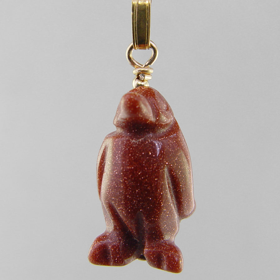 Goldstone Penguin Pendant