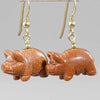 Goldstone Pig Earrings