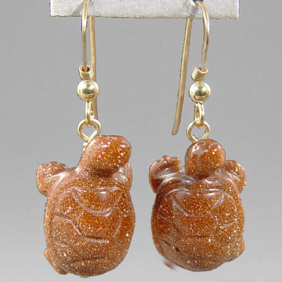 Goldstone Turtle Earrings