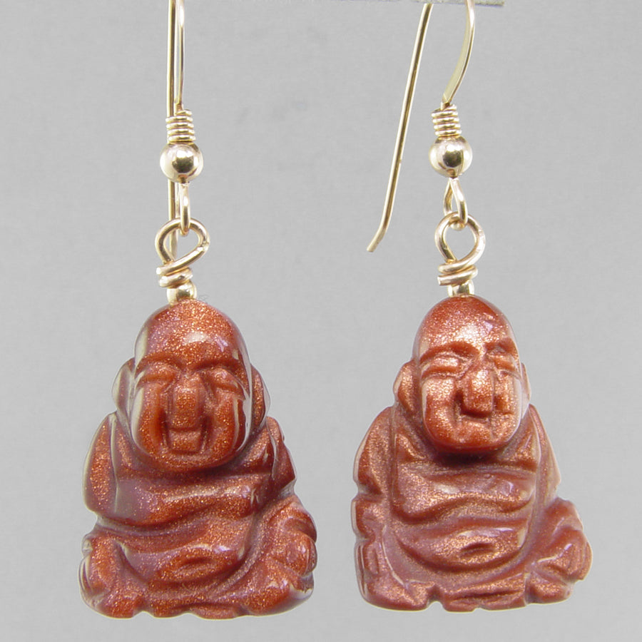 Goldstone Buddha Earrings