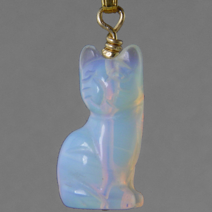 Sea Opal Cat Pendant
