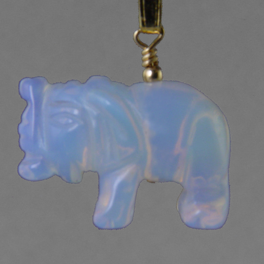 Sea Opal Elephant Pendant