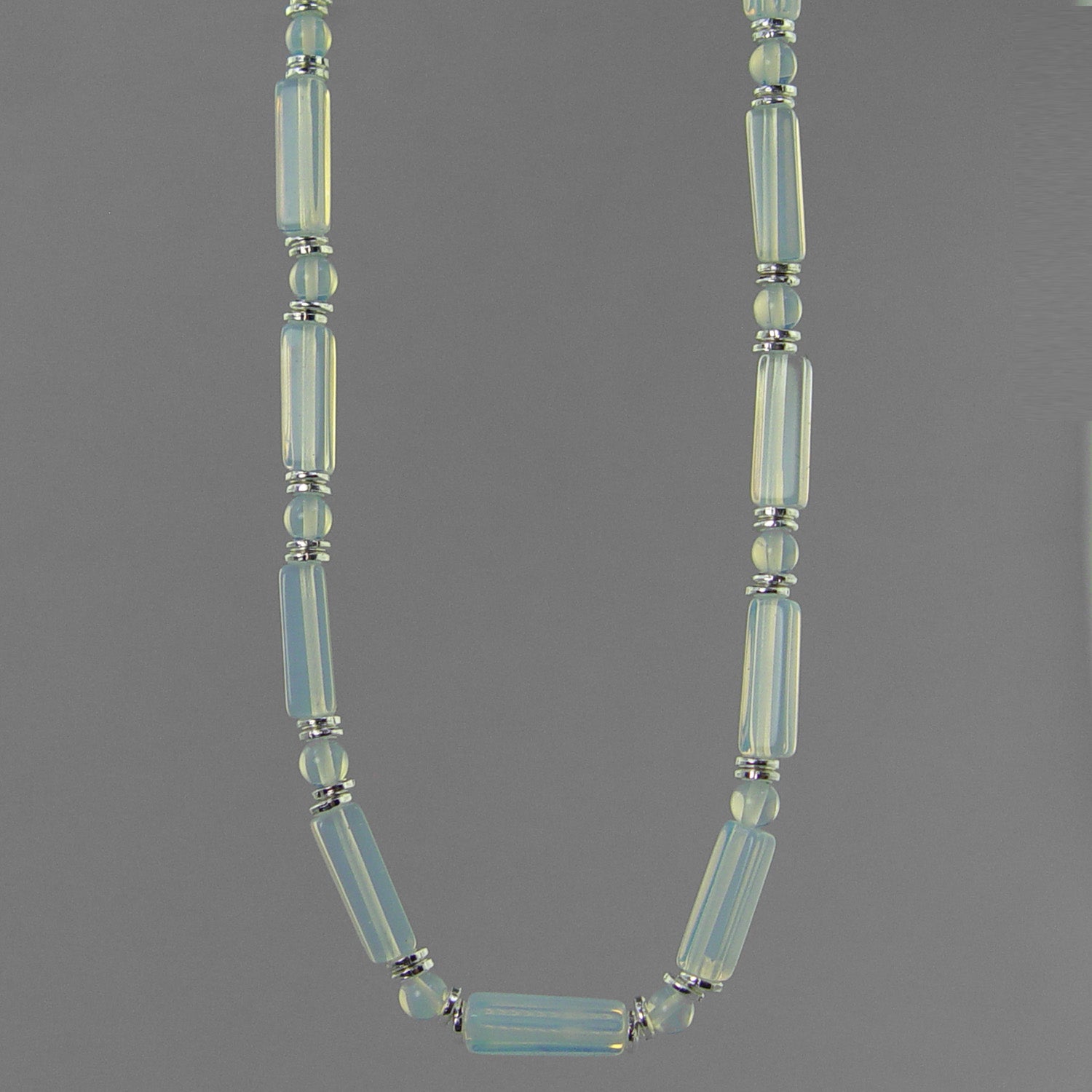 Sea Opal Rectangle Necklace