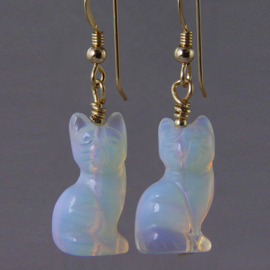 Sea Opal Cat Earrings