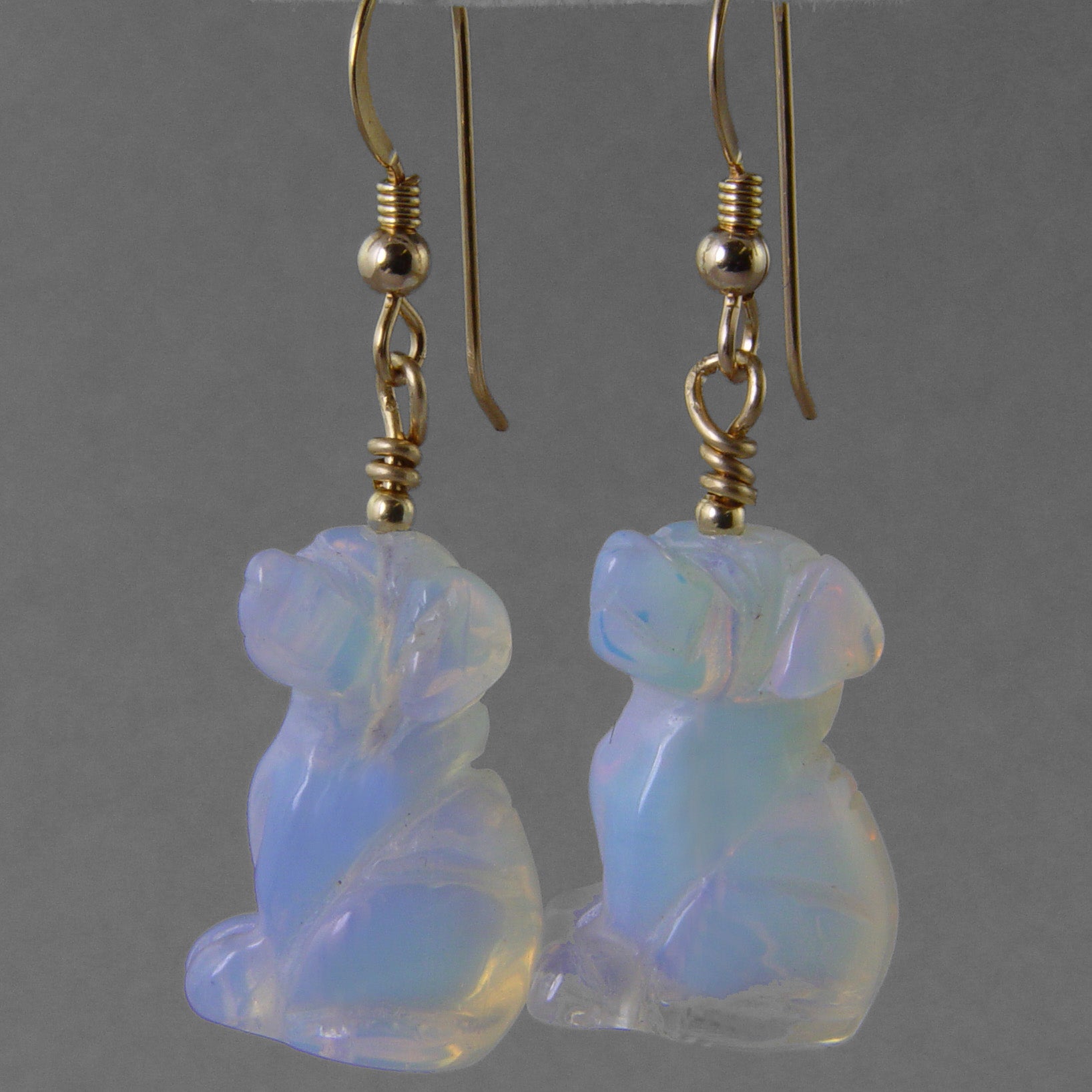 Sea Opal Dog Earrings