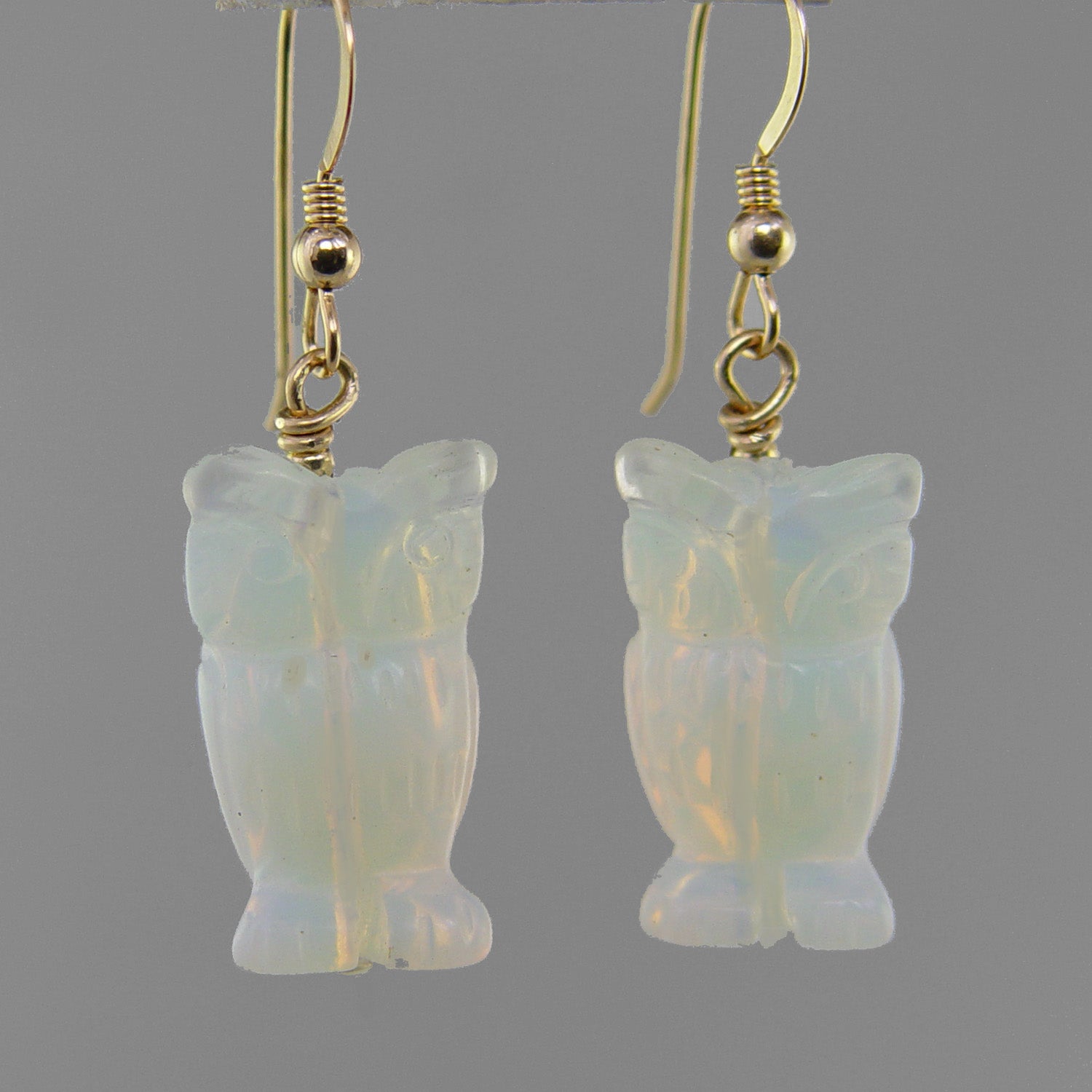 Sea Opal Owl Earrings