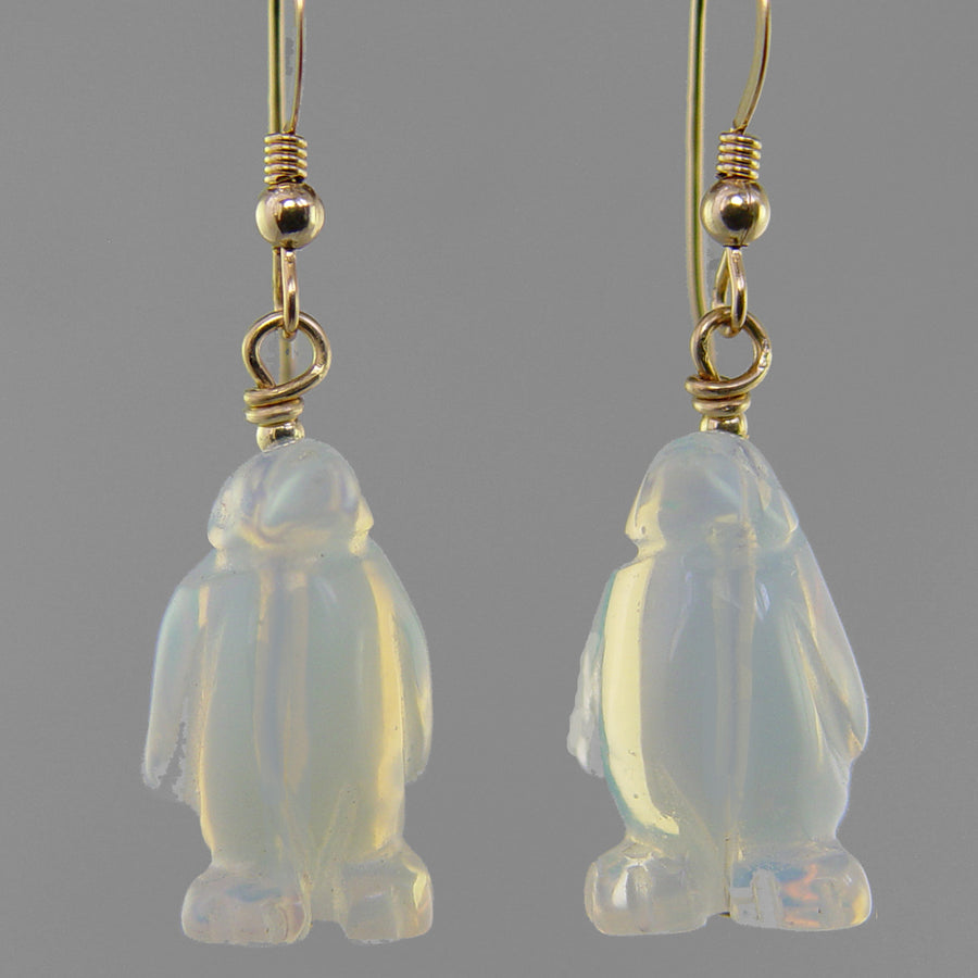 Sea Opal Penguin Earrings