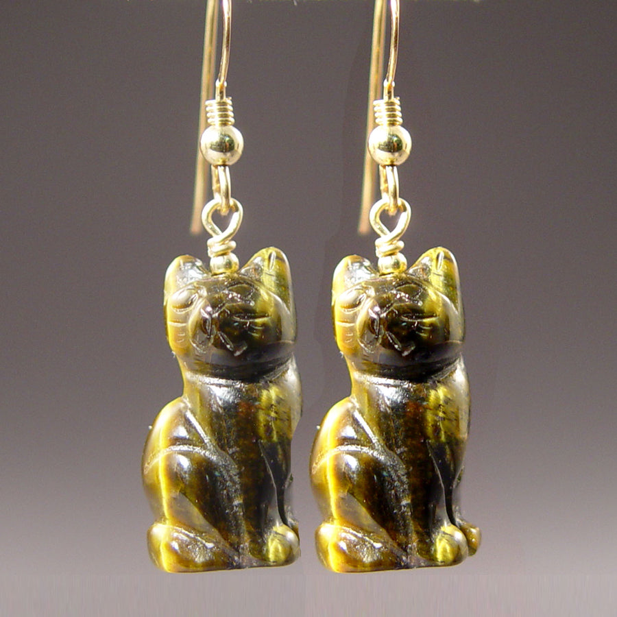 Tigereye Cat Earrings