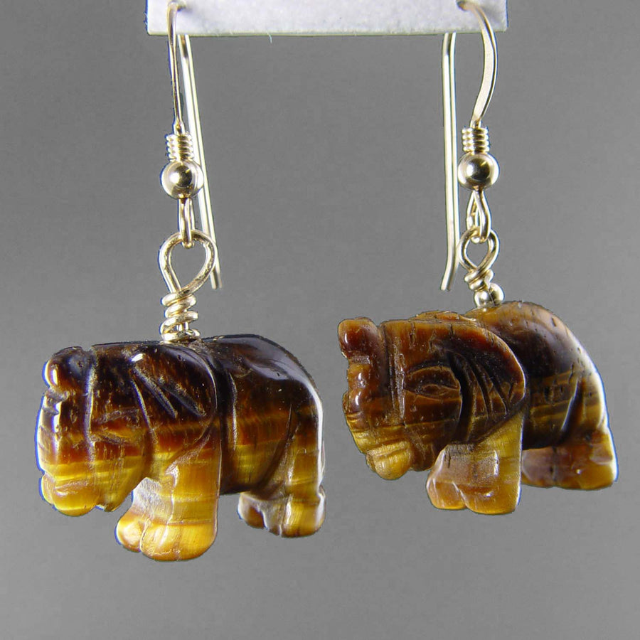 Tigereye Elephant Earrings