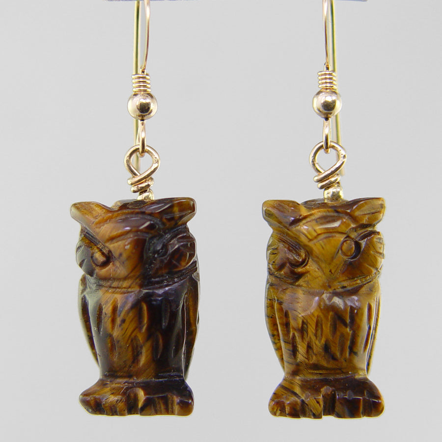 Tigereye Owl Earrings