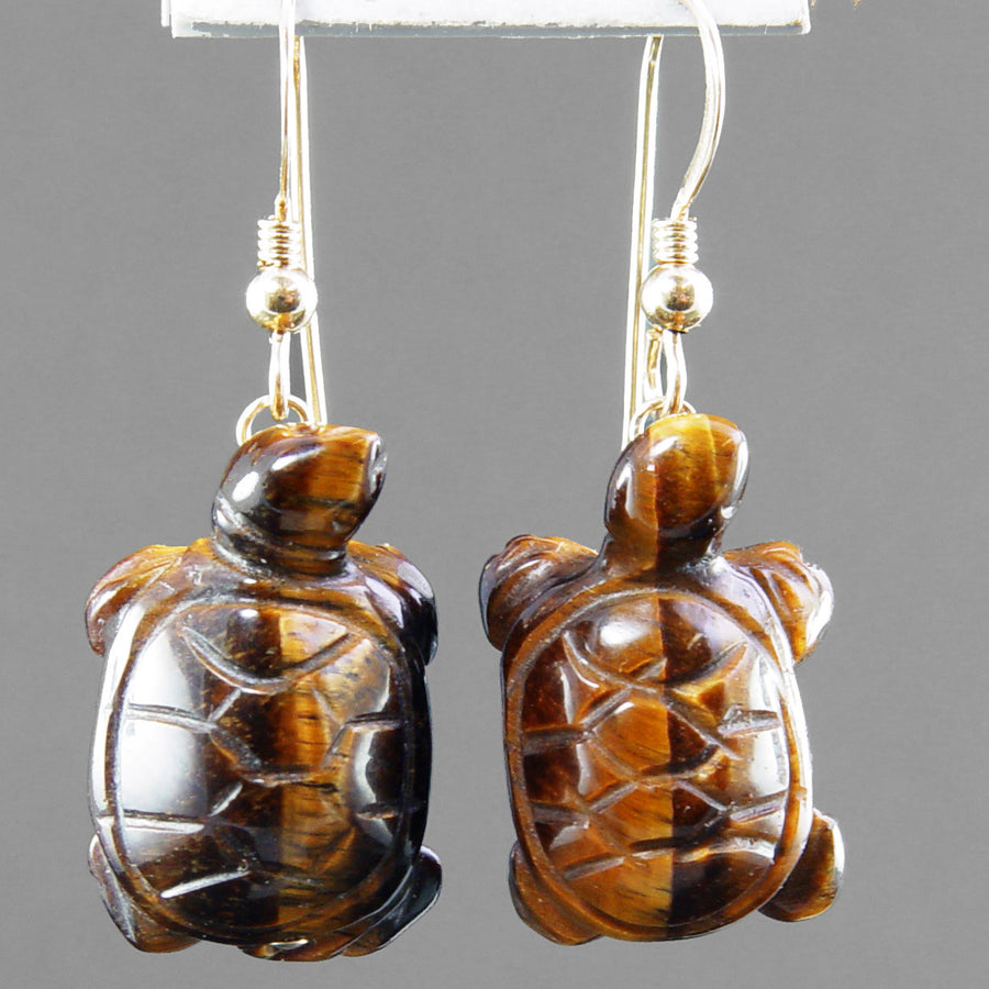 Tigereye Turtle Earrings